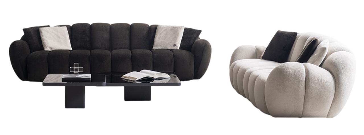 Moderne Schwarz-Weiße Sofagarnitur Eleganter Couchtisch 3tlg Set