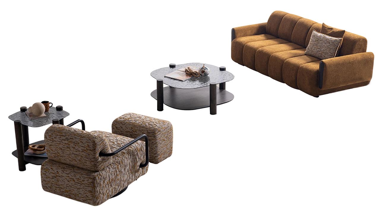 Exklusive Wohnzimmer Garnitur Sofas Edler Couchtisch Beistelltisch