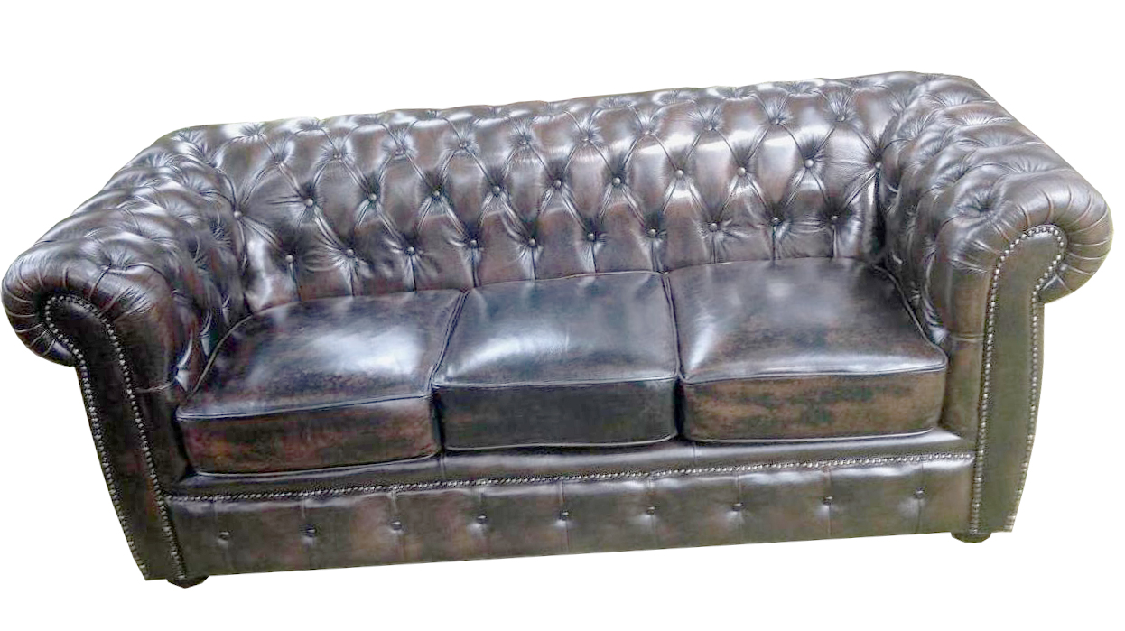 CHESTERFIELD SOFA 3 SITZER LEDERSOFA COUCH POLSTER GARNITUR TROBAY NEU