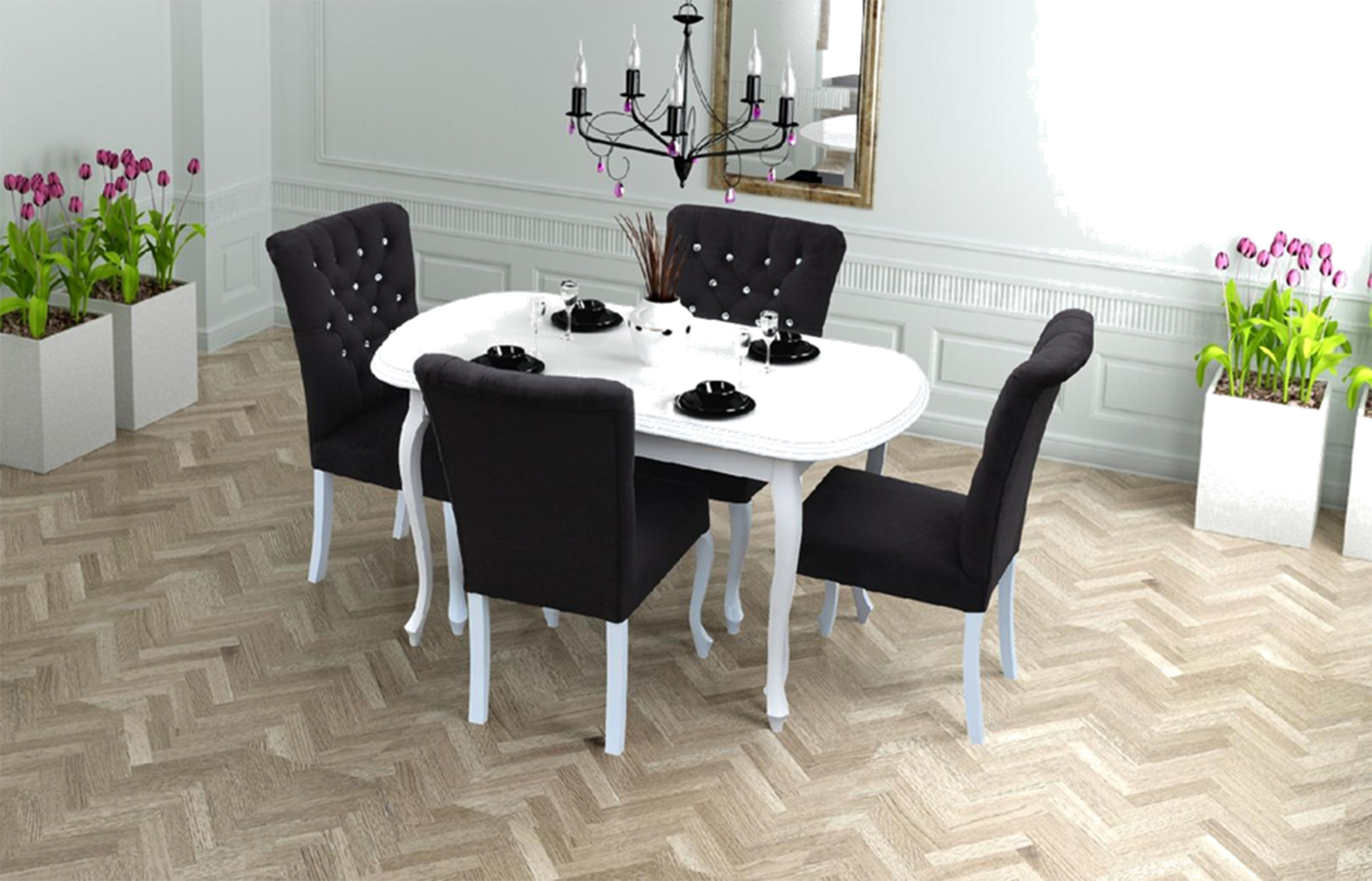 4x Chesterfield Stühle  Stuhl Set Polster Garnitur Küchen Wohnzimmer Esszimmer *